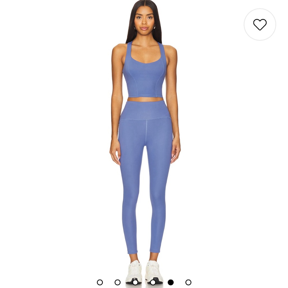 NWT Beyond Yoga Set: Powerbeyond Midi Legging Cropped Tank Hazy Peri Peri Small - Picture 1 of 7